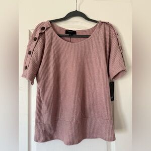 NAIF Women's Mauve Ribbed Blouse with Button Detail